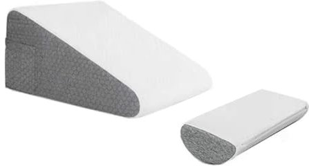 NOENNULL Cojín de cuña para cama de poliéster, esponja triangular, cojín de apoyo elevado con pequeño cojín redondo para dolor de cuello de pierna trasera