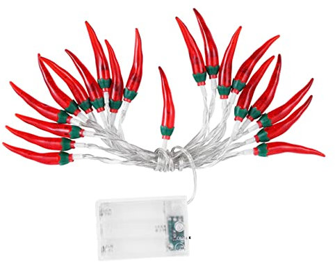 MAGICLULU Lichterkette Außen Batterie LED Kette mit Leds Chili-motiv Lichterkette für Innenbereich Weihnachtsbeleuchtung für Feste Garten Dekoration