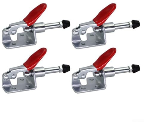 Bebykilemi 4 Piece Steel Toggle Clamps Set, Ergonomic Quick Release Hand Clamp, with Horizontal Bar Metal Sheet Work Holder Tool, for Welding Jigging