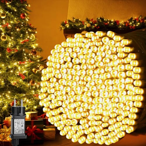 LED Lichterkette Außen 20M 200LED, Lichterketten Strombetrieben mit Fernbedienung und Timer, 8 Modi IP44 Wasserdicht Warmweiß für aussen und innen Garten Hochzeit