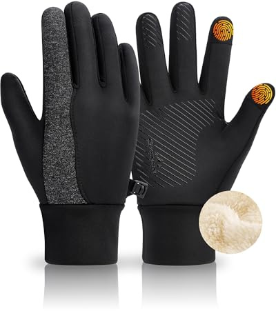 GXCROR Guantes de invierno para mujer y hombre, guantes de esquí y nieve, forro térmico de forro polar cálido, para pantalla táctil, para correr, ciclismo, senderismo, conducción, caminar, fútbol