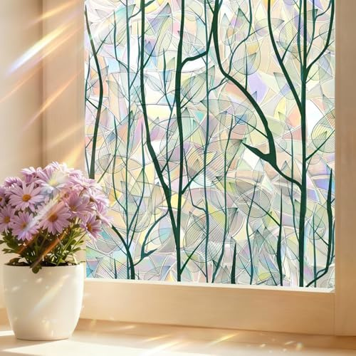 shinfly Pellicola per Vetri Finestre Decorativa, Pellicola Adesiva Vetri Elettrostatica 44.5x200cm, Vetrofanie per Finestre Anti UV Adatto per Ufficio Bagno Camera da Letto Soggiorno Cucina