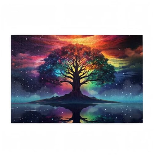 Puzzle 3000 Pezzi Albero della vita Puzzle Colore Adulti Arte Grandi Dimensioni Jigsaw di Legno con una Scatola e Poster, Impossibili Jigsaw Gioco Familiare, Home Decor Regalo Donna 81x122cm D-640