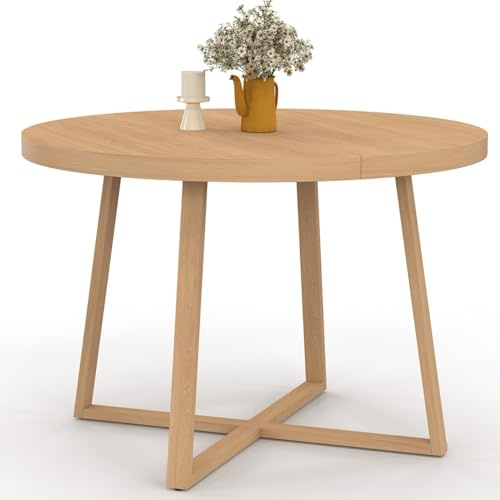 IDMarket - Runder Esstisch Selma 4-6 Personen Holz Bucheffekt 110 cm