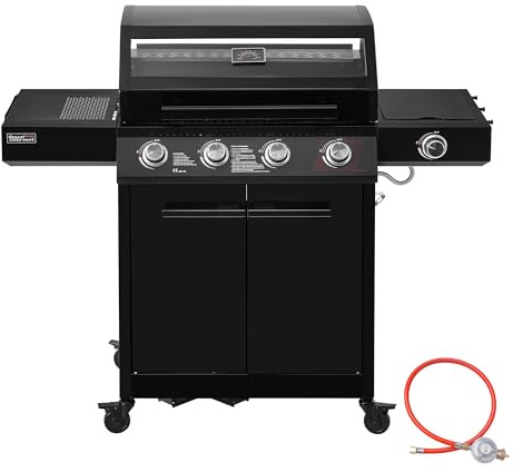 Royal Gourmet 4+1 Brenner Gasgrill Outdoor Gas Grillwagen mit Sichtfenster, Unterschrank, 15,5 kW Campinggrill mit Power-Zonen