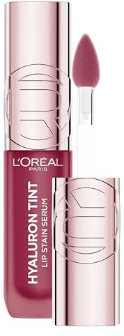L'Oréal Paris Lip Stain Serum, Hyaluron Tint, Hydrating Lip Tint & Cheek Stain Infused with Hyaluronic Acid, 12H Longwear, Transfer-Proof & Waterproof, Natural Glass Skin Finish, 490 Berry Jolie