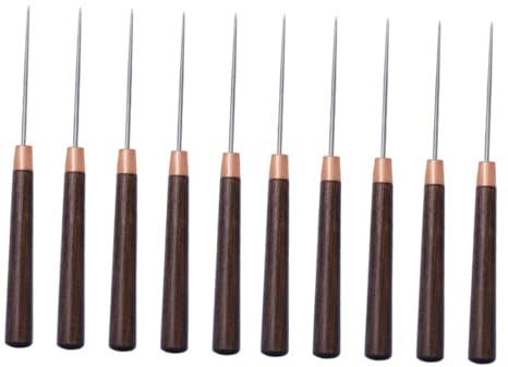 Holibanna 10 Pezzi Punteruoli con in Legno per Cucito e Lavorazione Pelle Strumenti per Foratura Precisi e Resistenti per Riparazioni Scarpe e Artigianato DIY