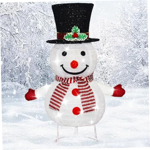 Decorazioni natalizie per esterni, pupazzo di neve luminoso 3D per esterni con luci a LED e picchetti, pupazzo di neve pieghevole resistente alle intemperie, decorazione da giardino
