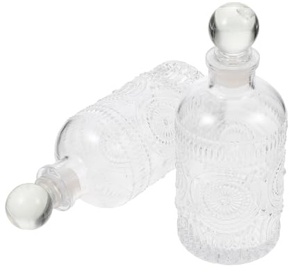 Tofficu 2 Piezas Botellas Difusoras de Aromaterapia de Vidrio con Diseño Retro Tallado de Unidades para Decoración de Habitaciones y Recarga de Fragancias