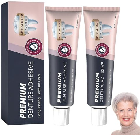 2 Pcs Colle Dentaire Extra Forte Pour Dentier Colle Dentier Dentifix Adhésif Adhésif Pour Prothèses Dentaires Doux Confortable Assure Une Tenue Toute La Journée Compact Portable Non Irritant 40 G