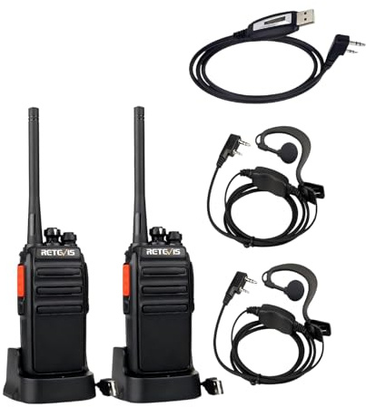 Retevis RT24 Walkie Talkie PMR446 Lizenzfreies, Walkie Talkie Programmierkabel, Professionelles Funkgerät mit Großer Reichweite und Freisprech-Walkie-Talkies für Erwachsene mit Ohrhörern und USB-Ladeg