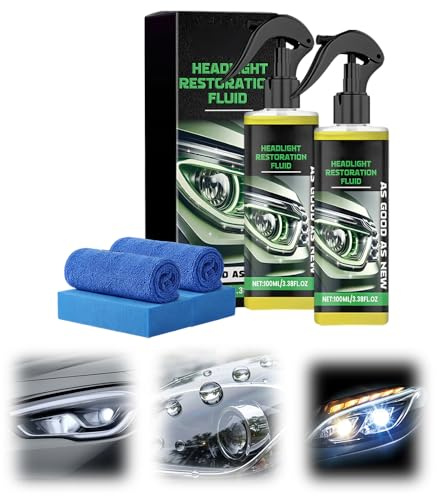 whatyam Scheinwerfer Aufbereitung Set, Profi Auto Scheinwerfer Polierset Gegen Vergilbung, Scheinwerfer Bedampfen Set mit Schwamm und Tuch, Headlight Restoration Kit für Unschärfen Oxidation (2 Pcs)