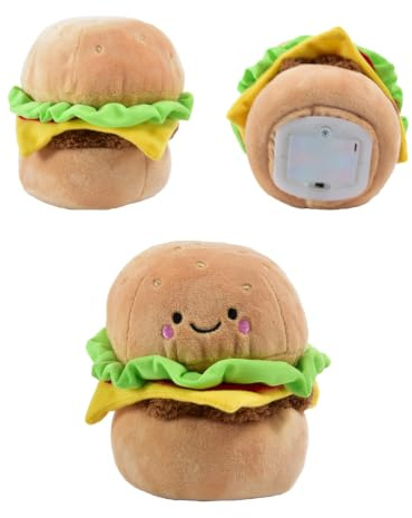 Kögler Laber-Essen Happy Food Burger, env. 14 cm | Peluche qui répète tout avec fonction de lecture, piles incluses, répète tout ce qu'on lui dit, 76968