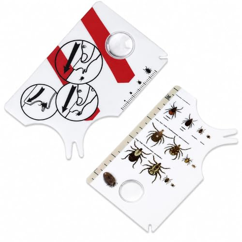 ZAYSY 2 Pcs Tick Remover Cards with Magnifier for Dogs, Cats and Humans