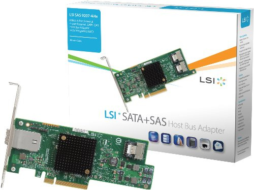LSI SAS 9207-4i4e KIT Host-Bus-Adapter (4-Port int / 4-Port EXT 6 Gbit/s SATA + SAS PCI-E 3.0)