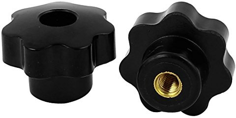 Sourcingmap Screw On Type Knurled Clamping Nuts Knob Handle M8 Threaded 2pcs Black