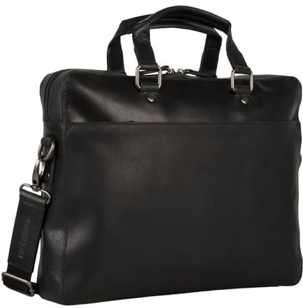 Leonhard Heyden Henkeltasche Laptoptasche mit Laptopfach Dakota Zipped Briefcase 1 Compartment Black schwarz
