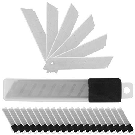 Relaxdays Abbrechklingen, 200 Stück, 7 Bruchstellen je Klinge, extrem scharf, 18 mm, Carbonstahl Ersatzklingen, Silber