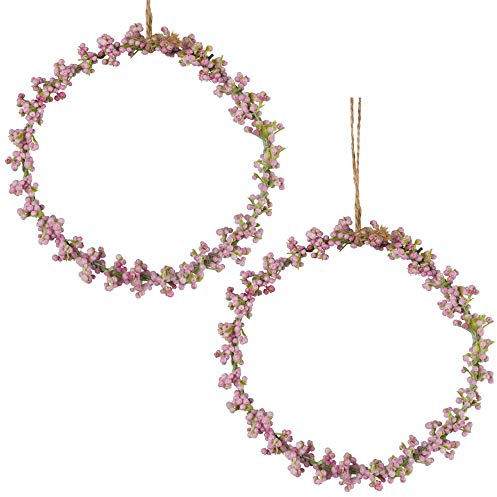 matches21 Schleierkraut Ring Blumenreif Dekoration rosa Fensterdekoration Frühlingsdekoration Fensterhänger 2er Set Ø 11 cm