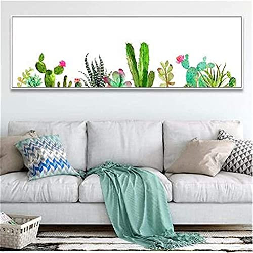 Quuzee 5D Groß Diamant Painting Bilder Grüner Kaktus 80x220cm Erwachsene DIY 5D Diamant Malerei Nach Zahlen Set Vollbohrer Kristall Strass Stickerei Kreuzstich Kunsthandwerk für Wohnzimmer Wand Deko