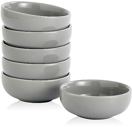 Swuut Ceramic Small Bowls,70ml Mini Bowls Set,Dipping Soy Sauce Dish,7.5cm Dip Pinch Bowl Set of 6 (Grey)