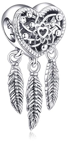 Annmors Charm Cœur Amour Famille pour Femme Argent Sterling 925 Breloque Bracelets Colliers Pendentifs