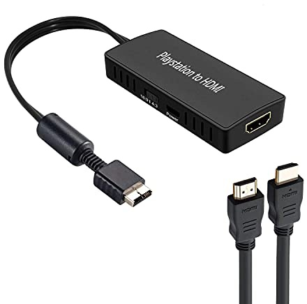 Adaptateur convertisseur PS2 vers HDMI, convertisseur vidéo PS2 HDMI convertisseur PS2 HDMI convertisseur avec câble HDMI de 0,9 m pour Sony Playstation 2/Playstation 1/Playstation 3 (PS2 & PS1 & PS3)