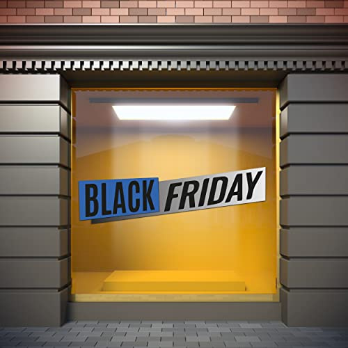Oedim Vinilo Escaparates Rebajas Black Friday Azul, 200x62cm, Vinilo Adhesivo, Decora tu escaparate, Pegatinas Adhesivas Escaparate, Vinilos Negocios