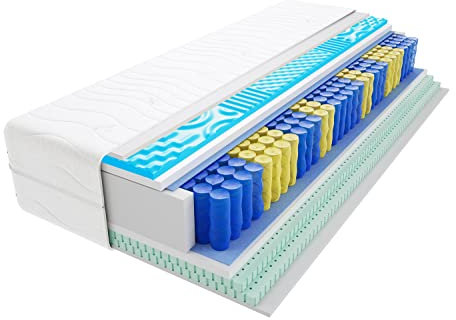 Godre Matratze 70x200 cm Doppelmatratze, H3 Mittelfest Federkernmatratze, Taschenfederkernmatratze 28 cm Hoch Latex Profilierter Visco Memory Hypoallergene, HR-Schaum Lorena Max Visco Molet