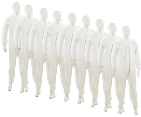 Dapetz ® 20 Pack Disposable Coverall Protective Suits Overall Suits with Hood XXL 185cm 73, Elastic Cuffs, Ankles, and Hood, Zip Front Opening for Painting, Cleaning, Safety Workwear, Men, Women