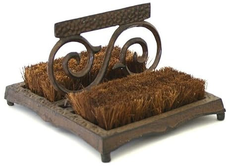AuraHome Cast Iron Bronze Boot scraper Boot Scraper with Brushes Outdoors, Welly Boot Remover & Cleaner, Shoe Racks Jack Storage Cabinet, Wellington boot stand, Brush for Muddy Boots Cleaner, AH-5966