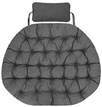 Bjird Hängesessel Kissen, Polster, Auflage für Polyrattan & Rattan Hängeschaukel, Sitzauflage für Hängekorb mit Rückenkissen - Graphit Ökoleinen
