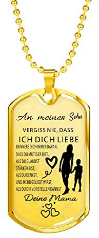 AITENME Dog Tag Kette Für Meinen Sohn Von Mama,Schmuck Herren Halskette Geschenke (Gold)