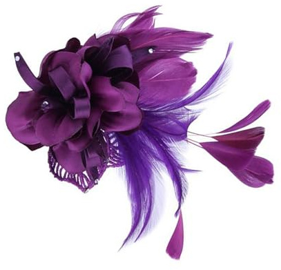 LALAFINA Fascinator Hair Clip Blumenbrosche Stecknadel Vintage Hochzeitsfeier Kopfbedeckung für Frauen Lady Girls (Lila)