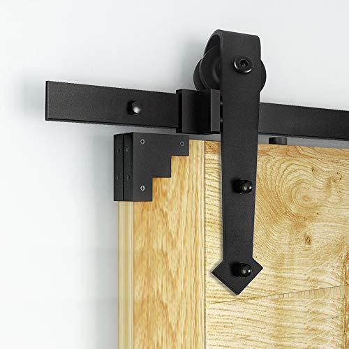 Cecaylie Sistema per porte scorrevoli, 366 cm, set completo di raccordi per porta scorrevole, a forma di freccia, in legno, in vetro, capacità di peso 200 kg
