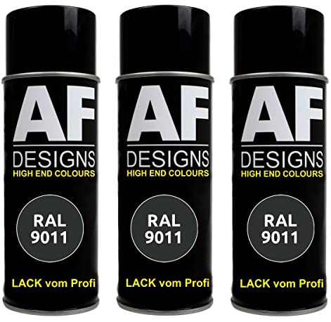 Alex Flittner Designs RAL Lack Spraydose 3er Pack Autolack Sprühdose glänzend Buntlack Alle RAL FARBEN (RAL 9011 GRAPHITSCHWARZ)