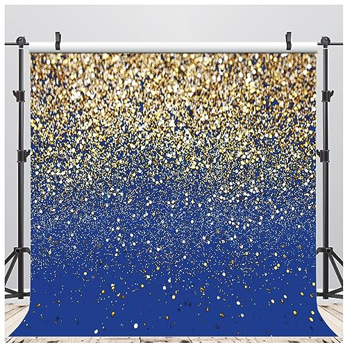 AIIKES 10x10FT Bleu et Or Glitter Toile de Fond Or Bokeh Photographie Toile de Fond Mariage Famille Fête d'anniversaire Décoration Nouveau-Né Photo Toile de Fond Studio Props 12-558