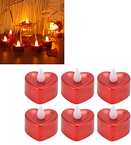 Topyond 12 Stück Herzförmige Teelichter, Herz Form LED Teelicht, LED-Kerzenlampe, Batteriebetriebene Kerzen, Flammenlose Kerzen Für Halloween, Weihnachten, Hochzeit, Party, Atmosphäre Requisiten