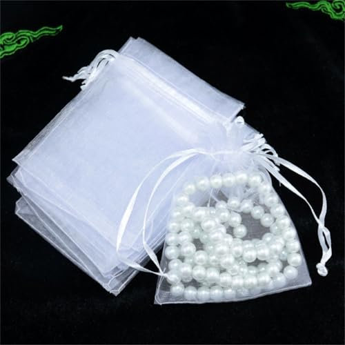 5 Stück 35x50cm Organzasäckchen Geschenktüten OrganzaBeutel Hochzeit Säckchen Gross Organza Lavendelsäckchen Schmuckbeutel mit Kordelzug Bonbonsbeutel für Schmuck Geschenke Süßigkeiten (Weiß)