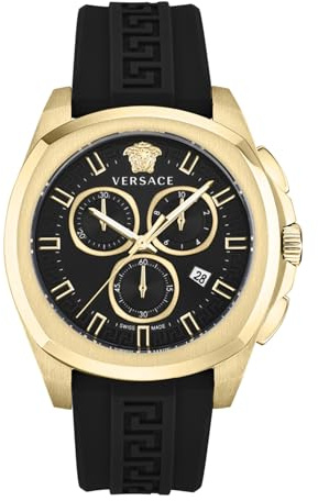 Versace Herren Armbanduhr Chronograph Chrono GEO schwarz, Gold 43 mm VE7CA0423