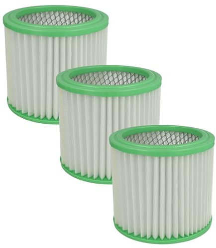 vhbw 3x Filtro plisado compatible con Navaris aspirador de cenizas (10L 800W) aspiradora - verde blanco lavable