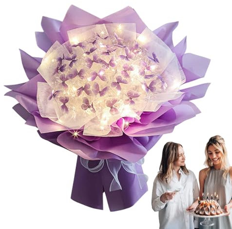 BommFu Schmetterlings-Blumenstrauß | Kreativer Schmetterlingsstrauß Set | Blumen Unvollendete Kits - Simulation Blumensträuße Handgemacht Für Geschenk