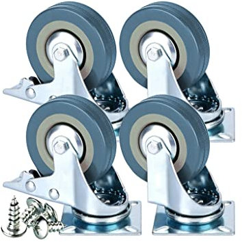 Lenkrollen Räder für Möbel 4er-Pack 2-Zoll-Hochleistungswagen, belastbar bis 50 kg, feststellbare Beacaster-Räder mit Bremsen, Drehgelenke, Möbelwagen/4 Stück/2 Zoll (Color : Gris)