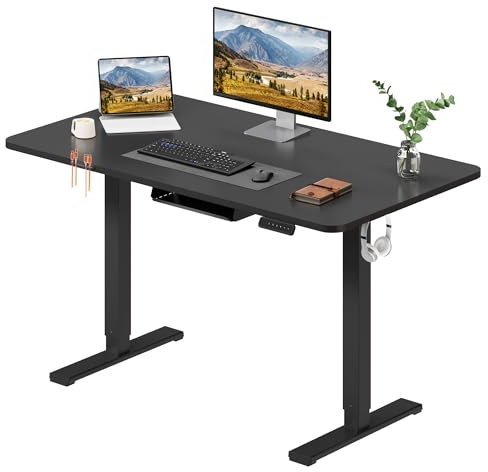 SANODESK Bureau Assis Debout Électrique 120 x 60cm avec Plateau Complet, Système anticollision, Bureau Debout Réglable en Hauteur Panneau Clavier Contrôle à Fonctions Mémoires, Noir