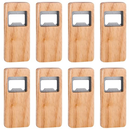 Framendino, Paquete de 8 abrebotellas de madera, grabado con mango de madera para el hogar, boda, fiesta, regalo, manualidades