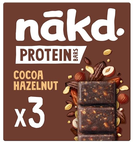 Nakd Cocoa Hazelnut Protein Bar - Vegan - Gluten Free - Healthy Snack, 45g x 3