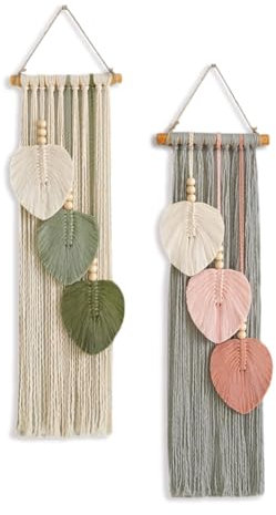 Wondramble 2 Stück Makramee wandteppich,Wandbehang,Boho Handgemacht Gewebte Spitzenbehänge,Wand Dekoration Kunsthandwerk Hintergrund