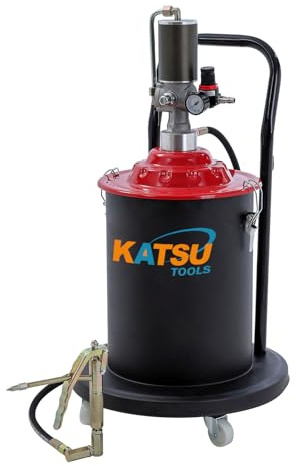 KATSU Tools Bomba de Grasa Neumática 20L Bomba de Engrase con Aire a Presión Dispensador de Pistola de Grasa de Aire Portátil con 12ft Manguera, 450 Bar, para Maquinaria de Automóviles y Camiones