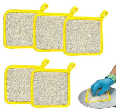 Jomewory Spugna per la pulizia della casa, stracci multiuso per piatti | 5 pezzi di stracci per la pulizia, salviette a doppio strato, strofinacci, stracci per lavare i piatti,Lavastoviglie