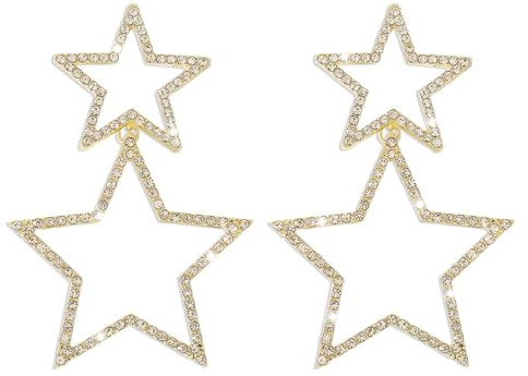 Große Goldene Stern Ohrringe für Damen und Mädchen - Hypoallergen Strass Ohrstecker für Weihnachten